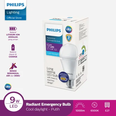 Philips Lampu LED Radiantline Rechargeable LEDBulb 9W 6500K Putih
