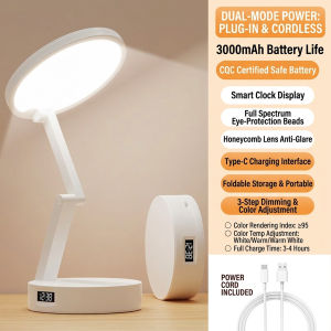 Cordless Desk Lamp Rechargeable LED Table Lamp Foldable Reading Light Touch Control 3 Color Dimmable Portable Travel Lamp For Home Office Desk Bedside Decor Lamps