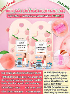 Túi 20 Viên Nước Giặt Quần Áo Heaven Dove 3 Trong 1 Hạt Giặt Xả Đồ Lưu Hương Thơm Đào Tiện Lợi
