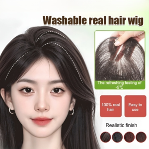 [Free Style] High Top Real Hair Wig Female Bangs Wig With Fluffy Hair To Cover Gray Hair High Skull Top Simulated Hair Seamless Hair Piece