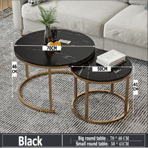 Marble Round Coffee Table Set Set Meja Kopi Bulat Marmar 圆形大理石咖啡桌套装