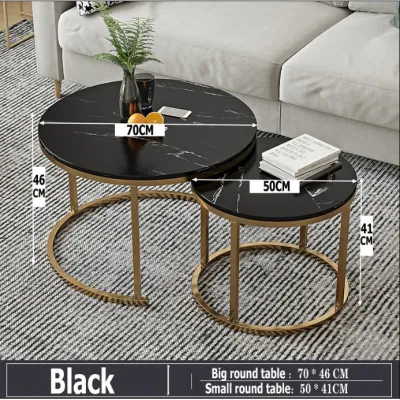 Marble Round Coffee Table Set Set Meja Kopi Bulat Marmar 圆形大理石咖啡桌套装
