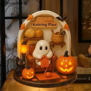 WP💓💛💖 Cute Reading Ghost Halloween Ghost Ornaments 2D Flat Acrylic Pendant Halloween Hanging Home Decor