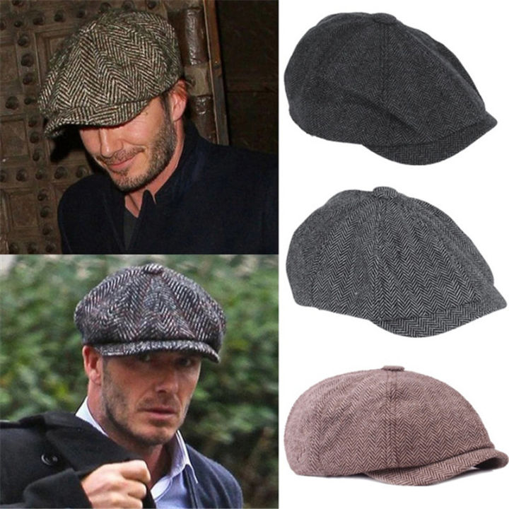 Men beret vintage Herringbone Gatsby Tweed peaky blinders hat Newsboy Beret  Hat spring Flat Peaked Beret Hats