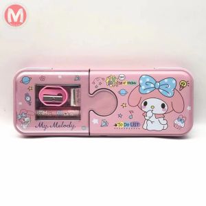 Cartoon Double Layer Pencil Case with Sharpener Ruler Eraser Pencil Student Stationery Box School Supplies Kids Gifts #BK0209#