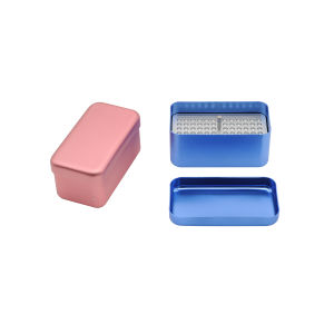 1Pc 60-Hole Dental Box Aluminum Autoclave Case For Endodontic Files Reamers Red/Blue Clinic Organizer