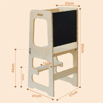 4 in 1 Wood Standing Tower for Babies and Kids 1-6 Years Old Foldable Washing Stool Multi-Function Kitchen Stool Montessori Climbing Chair Learning Tower
