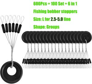 100 Set 600 Pcs Stopper Pancing Alat Pancing/Aksesoris Memancing/Perlengkapan Memancing/Gaya Memancing