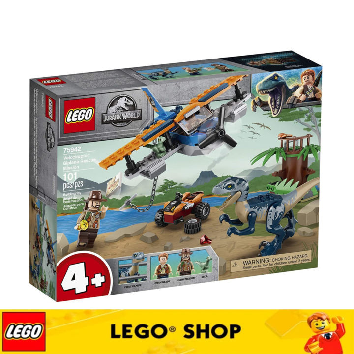 100 Original LEGO Jurassic World Velociraptor Biplane Rescue Mission 75942 pre school dinosaur toy features buildable plane toys moveable Velociraptor and raptor delta new 2020 101 pieces genuine guar...