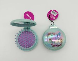 My Style TM 1211 Unicorn Folding Hairbrush With Mirror - Sisir Lipat Bulat dengan Kaca