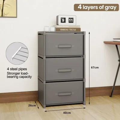 3/4 Cubes Fabric Storage Cabinet With Drawer Space Saving Bedroom Clothes Storage Cabinet Bookshelf