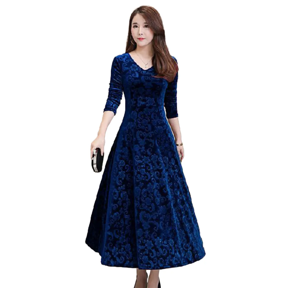 Đầm đen hoạ tiết hoa cổ tim xếp ly KK163-16 | Thời trang công sở K&K Fashion