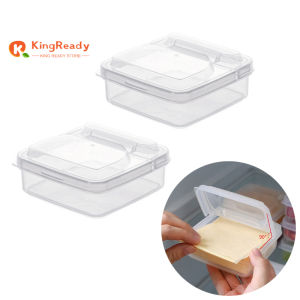 2pcs Butter Cheese Storage Box Portable Refrigerator Fruit Vegetable Fresh-keeping Organizer Box Transparent Container