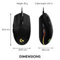Logitech Gaming Mouse G203 2nd Gen 8,000 DPI, Rainbow Optical Effect LIGHTSYNC RGB Wired. 