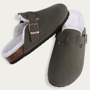 KIDMI Suede Clogs for Women Men Mules Cork Footbed Sandals With Arch Support Fashion Nonslip Outdoor Beach Slippers Home Shoes2026