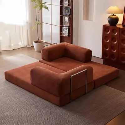 MossWood Kasur lipat multifungsi Retro 2026 Desain Teddy Kecil untuk Ruang Tamu Kombinasi Moduler 2in1