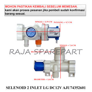SIDLGAJU SELENOID / WATER INLET MESIN CUCI / SELENOID 2 INLET LG DC12V AJU74352601