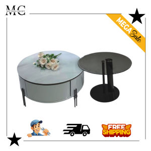 🔥 【Local Seller 】Steve Round Nesting Coffee Table with Jade Stone Top