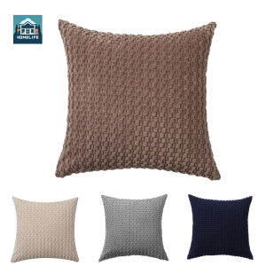 Fleece Throw Pillow Case Solid Color Sofa Cushion Cover Square Throwpillow Cover for Home Decoration