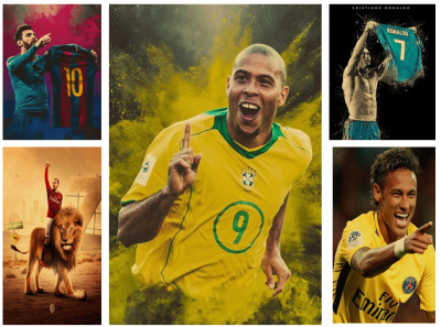 Tranh Treo Tường Trang Trí Hình Cầu Thủ Bóng Đá Neymar Messi Ronaldo MS: 260