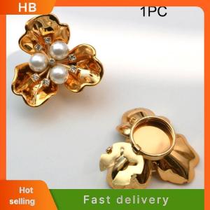 HB Three-petal Flower Pearl Cufflinks Rhinestone Embellished Clips Shirt Dress Two-in-One Seamless Installation Christmas Gift
