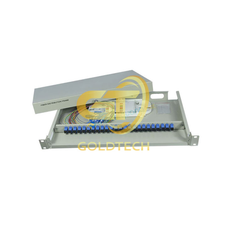 Hộp phối quang ODF 24Fo gắn rack full phụ kiện chuẩn APC, UPC