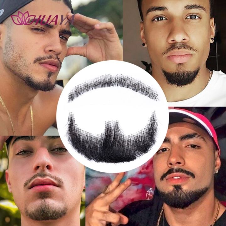 HUAYA Synthetic Fake Moustache Hand Made Real Hair Fake Beard Mustache ...