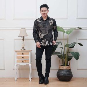 Couple batik ayah dan gamis ibu lengan panjang bahan katun premium motif terlaris