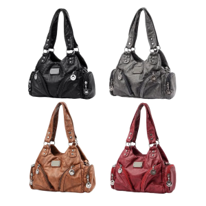 PU Leather Crossbody Bag for Women Trendy Shoulder Bag Retro Handbag Motorcycle Bag Top Handle Bag Commuting Bag