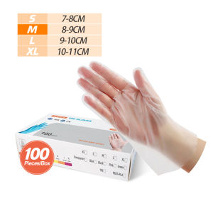 1 Box 100pcs Disposable Gloves TPE Glove Examination Powder Free Transparent Food Cleaning Kitchen Work