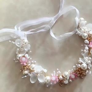 2 Pcs Flower Girl Headpiece - Rhinestone Crystal Wedding Headband - Bridal Flower Headband for Girls & Baby - Gold Hair Accessories