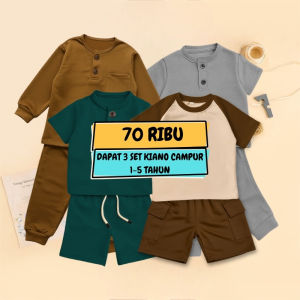 PAKET SETELAN ANAK KIANO CAMPUR USIA 1-5 TAHUN 70RIBU DAPAT 3 SET MLXL