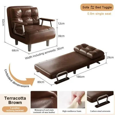 JUANS HOME Space Saving Folding Sofa Bed 3 Adjustable Modes Multifunctional Convertible Bed Chair for Home
