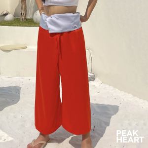 LEXY : ORANGE กางเกง Wrap Pants ผ้าพริ้วขายาวสีส้ม เหมาะกับซัมเมอร์ที่สุด ผ้าเย็นสบาย ปรับไซส์ได้ตามความต้องการ : PEAKHEART.STORE
