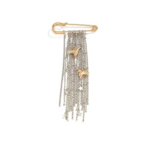 UNIITY Metal Craft Flying Bird Star Brooch Bird Star Pendant Ins Style Metal Chain Lapel Pin Lapel Accessory Creative Design Tassel Pendant Pin Suit Decoration