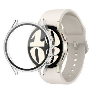 Glass+Diamond Case For Samsung Galaxy Watch 6 40mm 44mm Accessories Bling PC bumper+Screen protector Galaxy watch 6 Cover Case