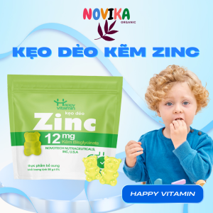 Kẹo dẻo bổ sung Kẽm Hữu Cơ ZinC Gummies - Happy Vitamin - ăn ngon miệng hấp thu dinh dưỡng hồng hào khỏe mạnh –NOVIKA ORGANIC