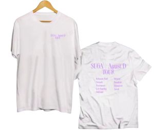 FREE PHOTOCARD KAOS KPOP SUGA AGUST D TOUR ATASAN WANITA & PRIA BAJU KPOP KOREAN BAJU KATUN COTTON COMBED 30S