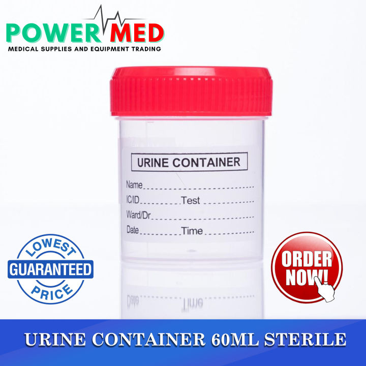 URINE CONTAINER 60ML STERILE PER PIECE (SURRMED BRAND) | Lazada PH