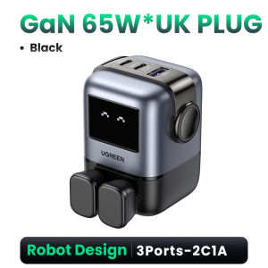 UGREEN Uno Charger 65W RobotGaN Charger 2 USB C 1 USB A Wall Charger GaN Charger for MacBook Pro/Air Dell XPS iPad Mini/Pro iPhone 17 16 Pro Max iPhone 17 Air Samsung Galaxy S25 S24 Ultra Switch 2 Pixel and More