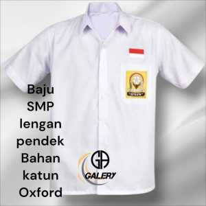 JUAL baju putih SMP lengan pendek kemejan putih laki laki pendek seragam sekolah bahan katun OXFORD