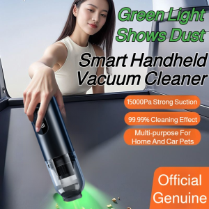 Portable Handheld Vacuum Cleaner 5-In-1 Smart Vacuum Cleaner Mini Car Handy Vacuum Cleaner Wet and Dry Vacuum Cleaner Strong Suction Green Light Reveals Dust