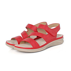 35-42 Basic Shoes Ladies Summer Soft Dinner Velcro Wedge Sandals Leather Platforms Open Toe Magic Sticker Heel Slip-ons Office Wear Daily Shoes㏇0702