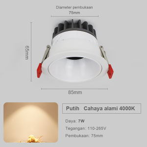 COB LED Spotlight Lampu Sorot Plafon Spot Light Downlight Anti Silau 7WATT 4000K putih hitam