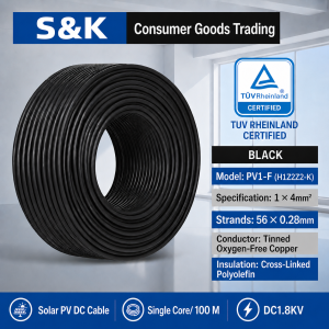 Solar PV DC Cable 4mm² 6mm² 100M Single Core Tinned Copper Red Black for Solar Panel PV System