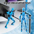 Upgraded T13 Action Figure with Wings and Holder -[Assembly Completed] Dummy 13 Robot, 3D Printed Flexible Titan Gift, Multi-Jointed Desk Executive Toy - 5.3 inch (Gold). 