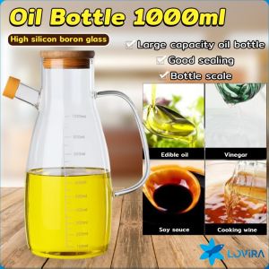 LoviRa 1000ml Glass Oil Bottle Cooking Oil Vinegar Soy Sauce Bottle Leak Proof Kitchen Tools