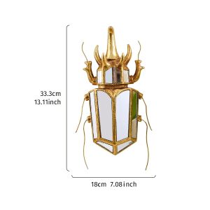 FFBH Mirror Beetle Simulated Insect Pendant Golden Centipede Background Wall Hanging Decoration Mirror Wall Hanging Decor Aesthetic 3M8Q4