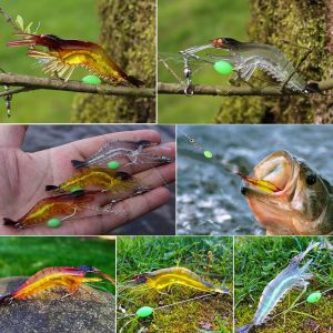 Luminous Shrimp Bait Fishing Lure with Hooks for Night Fishing 9cm/6g Artificial Silicone Glow Silicon Soft Lure