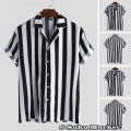 kemeja santai  kemeja Casual / kemeja Garis Garis  Hitam Putih  bisa COD.. 